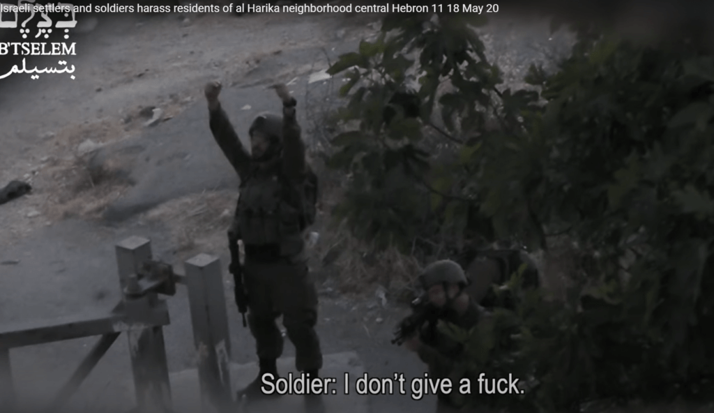 Nazi soldiers make sexual threats to Palestinian women