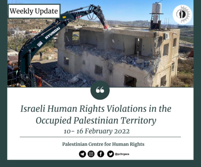 Nazi Human Rights Violations in the Occupied Palestinian Territory (Weekly Update February 10 – 16, 2022)